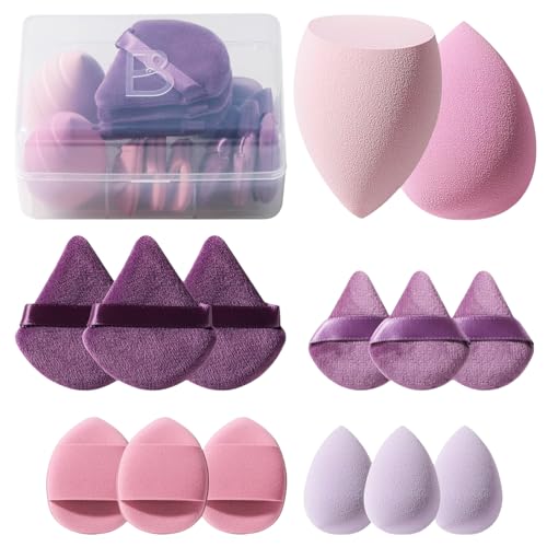 Makeup Sponge Set BS-MALL Triangle Puff 14 Pcs for Liquid, Cream, and Powder, Multi-colored Makeup Sponges and Mini Sponge...