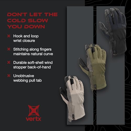 Vertx Men's Crisp Action Tactical Gloves, Water Resistant Breathable Gloves for Hunting Survival Outdoor Gear