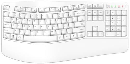 QUASIO Ergonomic Wireless Keyboard with Wrist Rest, Wave Keys, Comfortable Natural Typing, 2.4GHz Full Size Ergo Wireless ...