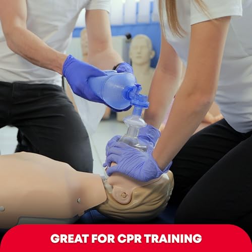 Adult and Infant CPR Mask Combo Kit – Includes 2 CPR Masks with One-Way Valves, Pair of Vinyl Gloves, 2 Alcohol Prep Pads...