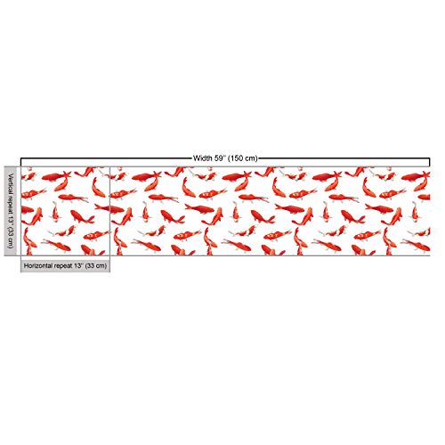 Ambesonne Koi Fish Fabric by The Yard, Eastern Japanese Exotic Koi Fish Common Carp Calm Water Garden Graphic Design, Deco...