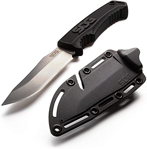 SOG Survival Knife with Sheath - Field Knife Fixed Blade Knives 4 Inch Tactical Knife and Bushcraft Knife w/Full Tang Hunt...