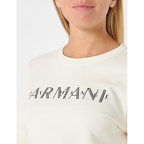 A£üX ARMANI EXCHANGE Women's French Terry Armani Studded Logo Pullover Sweatshirt