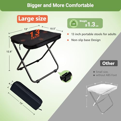 Collapsible Stool,Upgraded13 inch Portable Camping Chair,1.3 lbs Ultralight Folding Stool,Camping Stool with Carry Bag,300...