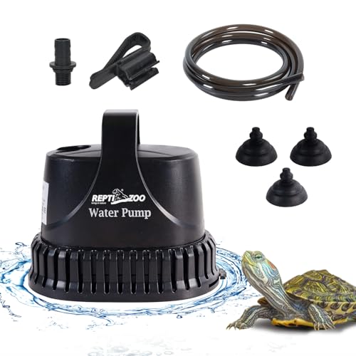 REPTIZOO Low Water Level Drain Pump, 243GPH 26W Submersible Drain with Bottom Suction, Flow Adjustable Bottom-draw Water P...