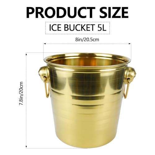 5L Metal Ice Buckets Insulated Ice Bucket Stainless Steel Ice Bucket Drink Cooler Wine Champagne Bucket for Home Restauran...