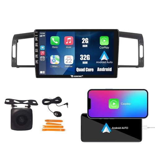 Kunfine Car CarPlay Android Auto Navigation Stereo GPS Radio Reverse Camera Display 9" IPS Touchscreen Headunit Tablet Pad...