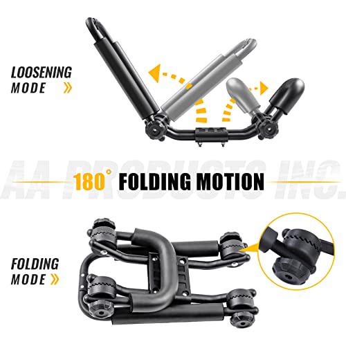 AA-Racks Double Folding J-Bar Rack for Kayak Carrier Canoe Boat Paddle Board Surfboard Roof Top Mount on Car SUV Truck Cro...