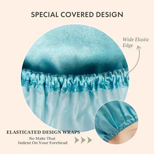 AmazerBathShower Cap, 4 PCS Shower Caps for Women Reusable Waterproof, Double Layers Hair Cap for Shower, Elastic and Flexi Bath Caps, Environmental Protection Bathing Hat for Adult Kids