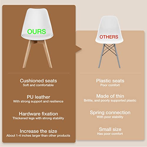 OLIXIS Set of 4 Dining Kitchen Mid-Century Modern Chairs with Wood Legs and PU Leather Cushion for Living Room Bedroom Out...