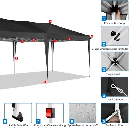 COBIZI Canopy 10x20 Pop Up Canopy Tent with 6 Sidewalls Party Tents for Parties Weddings Backyard Waterproof Outdoor Comme...