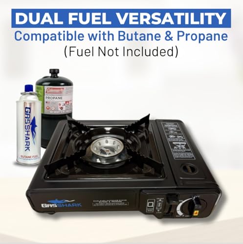 Dual Fuel Propane or Butane Portable Stove | 12,000 BTUs | Camping Stove | Outdoor Cooking and Emergency Kit | Propane Hos...