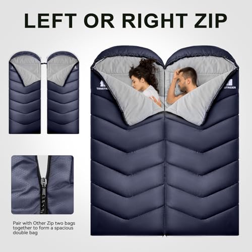 TANSTRIDER Sleeping Bags for Adults Cold Weather & Warm,Backpacking Camping Sleeping Bag for Tall Girls Boys,Lightweight,C...