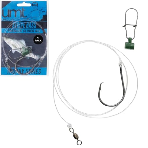 UMT 1,5 & 10-Pack Slider Fishing Rigs 6/0 Circle Hook for Striped Bass - Superior Saltwater Fishing Gear - Robust Slider, ...