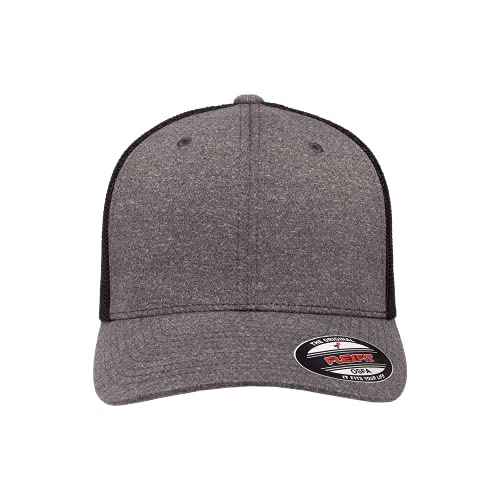Flexfit Men's 110 Mesh Trucker Hat, Dark Heather/Black, One Size