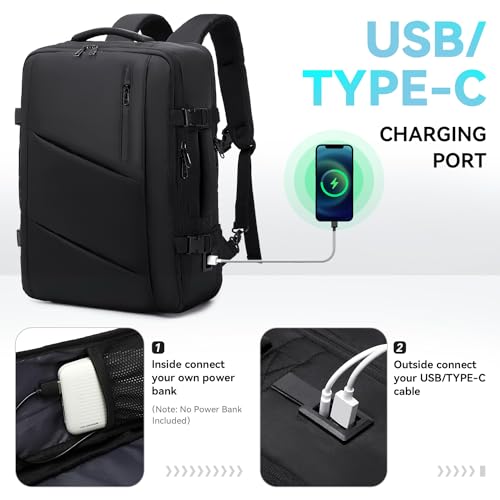 Carry on Travel Backpack for Men Women, Extra Large 40L Flight Approved Expandable Suitcase With USB/Type-C Charging Port,...