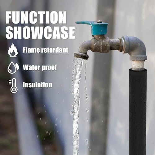 Pipe Insulation Foam Tube - Foam Pipe Insulation for Pipe Freeze Protection and Sharp Edge Protection 1/2" ID x 3/8" THK x...