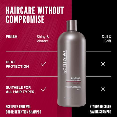 Scruples Color Renewal Gentle Shampoo - Maintain Hair Health Without Stripping Color - Established, Trusted Formulas for Ultimate Hair Shine, 33.8 oz (Pack of 2)