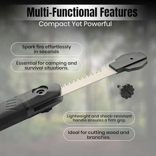 Rite Edge 17.5-Inch Hiker's Hatchet – Multi-Tool Axe with Hidden Saw, Fire Starter, Hammer, and Nylon Fiber Handle – Inclu...