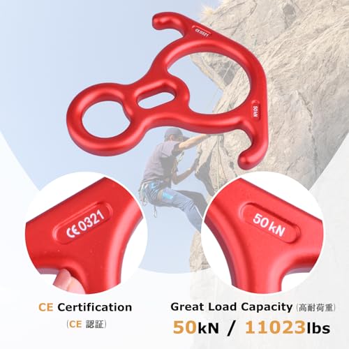 YAPJEB Figure 8 Descender, 35KN 50kN Rescue Figure Belay Device Belaying and Rappelling Gear Descender Rigging for Climbin...