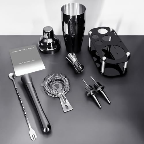 Cocktail Shaker Set, Bartender Kit, Cocktail Shaker with Stand, Drink Mixing Includes Martini Shaker,Strainer,Jigger,Bar M...