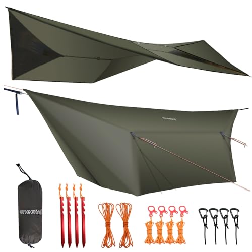 onewind 12×10 ft Hammock Tarp, Ultralight Tarp Silnylon Hammock Rain Fly Lightweight Waterproof Camping Tent Tarp with Doo...