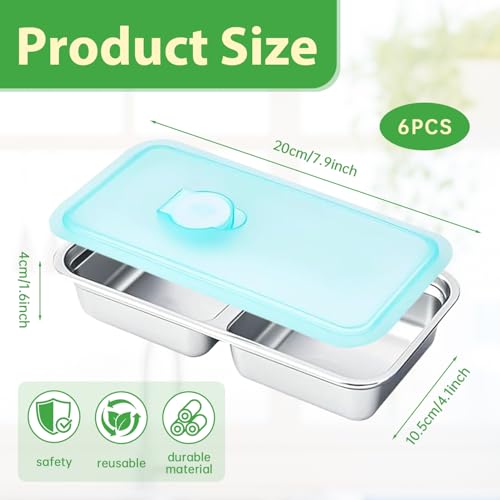 Thrseely 6PCS Grab and Go Snack Containers Reusable, Stainless Steel Double Compartment Snack Containers, Dishwasher- Reus...