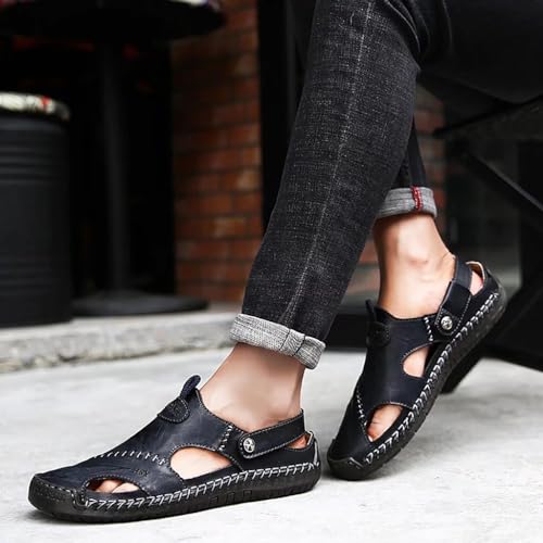 NANXIN&LOVE Mens Casual Leather Sandals Summer Beach Slipper Mens Comfort Outdoor Shoes Fashion Lightweight Trail Water Sa...