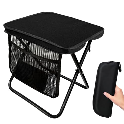 WITTOL Portable Folding Stool 13 Inch Camping Stool for Adults with Side Pocket, Ultralight Small Foldable Pocket Chair fo...