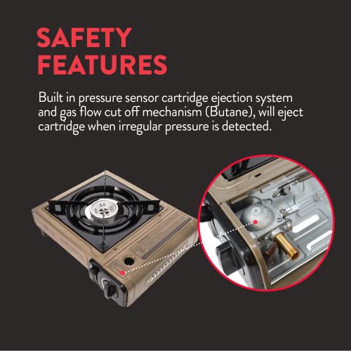 Gas One Propane or Butane Stove GS-3400P Dual Fuel Portable Camping and Backpacking Gas Stove Burner with Carrying Case Gr...