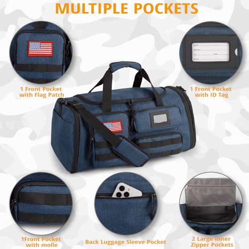 Expandable Gym Bag For Men,Tactical Large 3 in 1 Sports Duffle Bag With Shoes Compartment,Water Resistant Sports Gym Tote ...