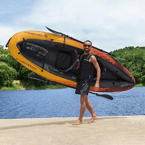 Tobin Sports Wavebreak Inflatable 2-Person Kayak - Complete with Pump and Patch kit