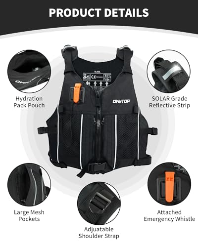 Owntop Swim Jacket Adult Youth | Hydration Pack | Dual Mesh Pockets | Attached Whistle | Ultra-Thin for Freer Movement | K...