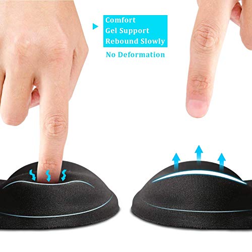 Soqool Mouse Pad, 2 Pack Ergonomic Mouse Pads with Comfortable Gel Wrist Rest Support and Lycra Cloth, Non-Slip PU Base fo...