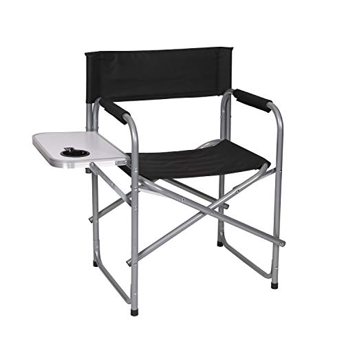 Stansport Directors Chair with Side Table, One Size, Black