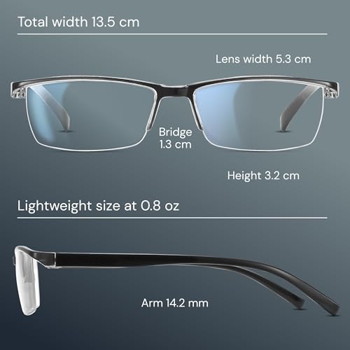 Gaoye Executive Style Reading Glasses Men - Durable Readers with Blue Light Filtering- Comfortable Fit with TR90 Frames