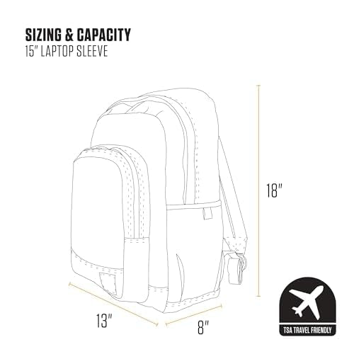 Carhartt 25L Classic Laptop Backpack, Durable Water-Resistant Pack W/ 15" Laptop Sleeve and Multiple Organizational Compar...