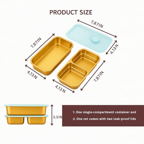 Grab and Go Snack Containers Reusable, Stainless Steel Single & Double Compartment Snack Containers with Lids - Leakproof,...
