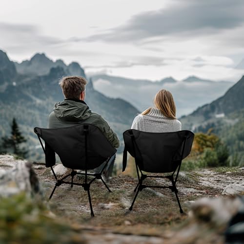 Lightweight Camping Chairs with Adjustable Height, Portable Camping Chairs for Adults with Carry Bag and Side Pockets, Fol...