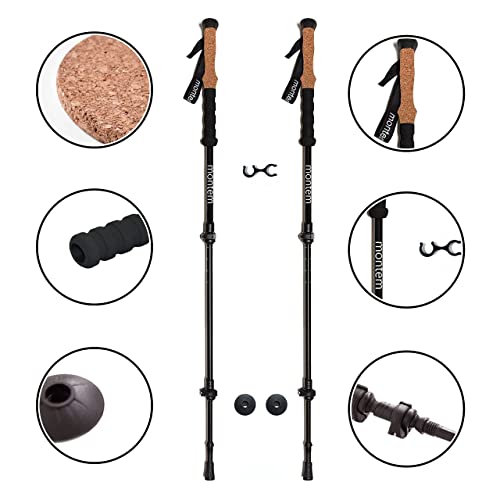 Montem Ultra Strong Trekking, Walking, and Hiking Poles - One Pair (2 Poles) Anti-Shock Cork Handle - Collapsible, Lightwe...
