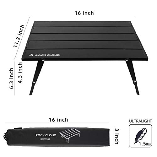 ROCK CLOUD Ultralight Folding Beach Table Adjust Height Aluminum Portable Mini Camping Table