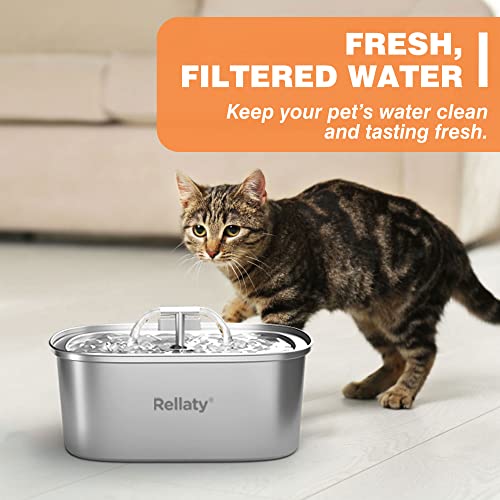 Rellaty Official Cat Water Fountain Filters Replacement & Pre-Filter Sponges for 3.2L/108oz Automatic Pet Fountain Dog Wat...