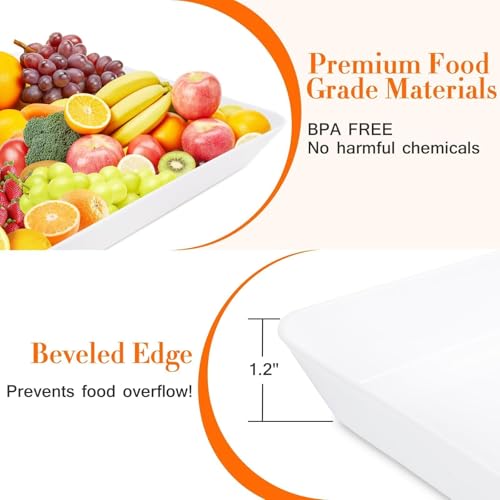 WOWBOX 4 pcs Serving Tray for Entertaining, Grilling BBQ Accessories, Serving Platters for Snacks, Fruit, Reusable Plastic...