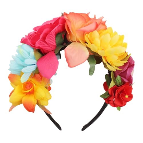 hhdatc Mexican Rose Flower Crown Headband Independence Day Rose Flower Headpiece for Day of the Dead Halloween Costume Acc...