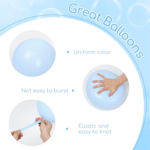 60pcs Blue and White Balloons 12inch, Clear Pearl White Light Blue Balloons for Baby Shower Birthday Party Decorations