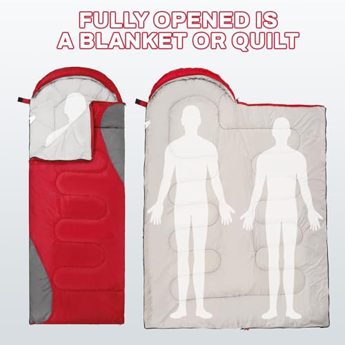 Elevon Sleeping Bag for Adults Teens Kids Cold Warm Weather, Portable Waterproof & Lightweight, Compact with Compression S...