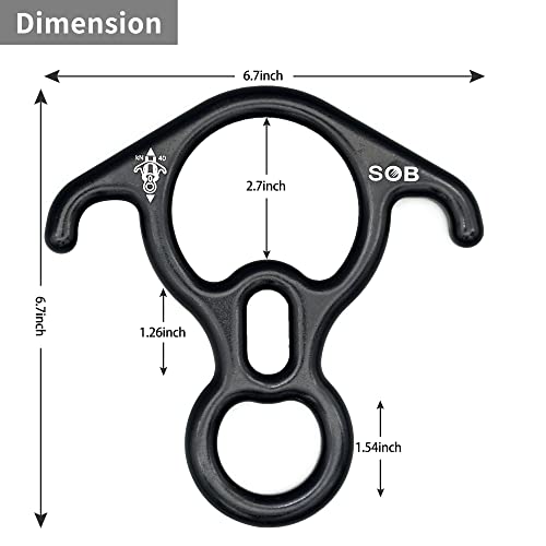 SOB 40KN Rescue Figure 8 Descender Belay Rappel Equipment Belay Rock Climbing Rigging Plate 7075 Aluminum Alloy for Climbi...