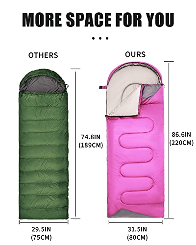 Sleeping Bags for Adults Cold Weather - 20 Degree Big&Tall Size Backpacking Lightweight Waterproof for Girls Boys Mens Tee...