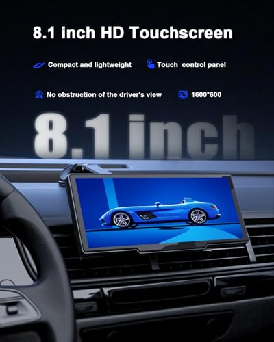 Avylet 8.1'' Wireless Apple Carplay Screen for Car, Android Auto with Backup Camera, Portable Car Stereo Touchscreen with ...