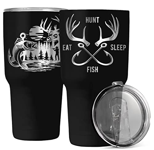 Flaskimo Fishing and Hunting Gifts For Men and Women | 30oz Hunting and Fishing Tumbler | Gifts for Dad with Sliding Lid a...
